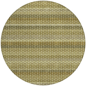 HomeRoots 5' Durable Artichoke Green Striped Area Rug - Ideal for Indoor & Outdoor Spaces, Easy Care Design 8' Round 610578