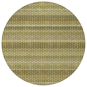 HomeRoots 5' Durable Artichoke Green Striped Area Rug - Ideal for Indoor & Outdoor Spaces, Easy Care Design 8' Round 610578