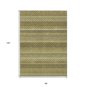 HomeRoots 5' Durable Artichoke Green Striped Area Rug - Ideal for Indoor & Outdoor Spaces, Easy Care Design 8' X 10' 610579