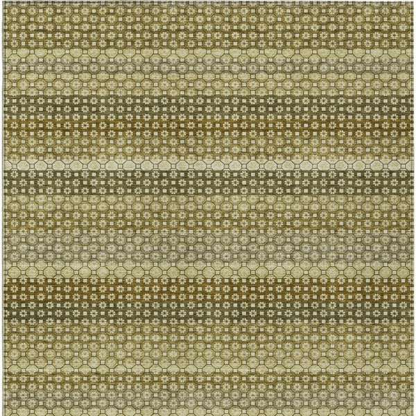 HomeRoots 5' Durable Artichoke Green Striped Area Rug - Ideal for Indoor & Outdoor Spaces, Easy Care Design 9' X 12' 610580