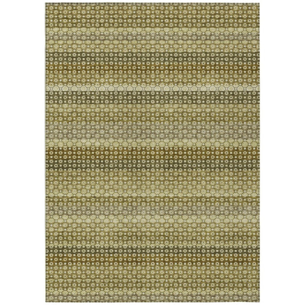 HomeRoots 5' Durable Artichoke Green Striped Area Rug - Ideal for Indoor & Outdoor Spaces, Easy Care Design 9' X 12' 610580