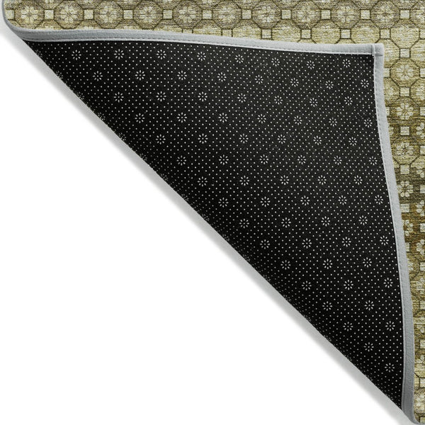 HomeRoots 5' Durable Artichoke Green Striped Area Rug - Ideal for Indoor & Outdoor Spaces, Easy Care Design 9' X 12' 610580