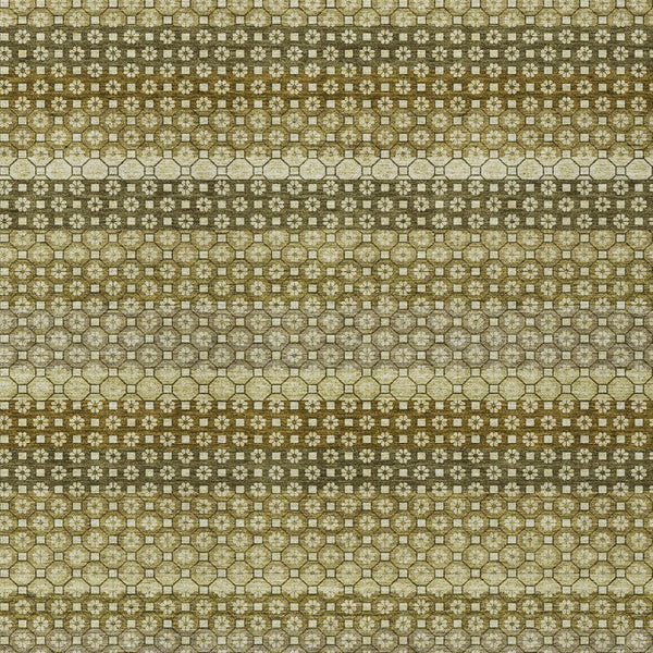 HomeRoots 5' Durable Artichoke Green Striped Area Rug - Ideal for Indoor & Outdoor Spaces, Easy Care Design 9' X 12' 610580