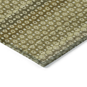 HomeRoots 5' Durable Artichoke Green Striped Area Rug - Ideal for Indoor & Outdoor Spaces, Easy Care Design 10' X 14' 610581