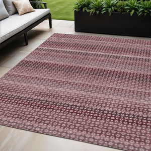 HomeRoots 5' Durable Red and Burgundy Striped Area Rug for Indoor and Outdoor Spaces – Machine Washable & Stylish 5' X 8' 610589