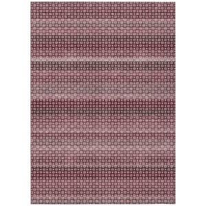 HomeRoots 5' Durable Red and Burgundy Striped Area Rug for Indoor and Outdoor Spaces – Machine Washable & Stylish 5' X 8' 610589