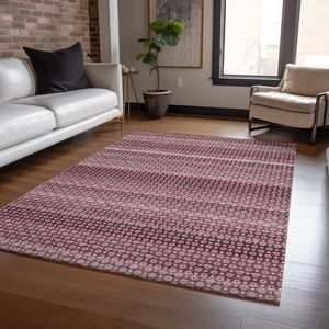 HomeRoots 5' Durable Red and Burgundy Striped Area Rug for Indoor and Outdoor Spaces – Machine Washable & Stylish 5' X 8' 610589
