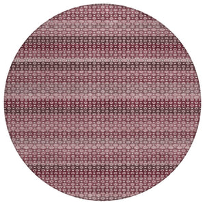 HomeRoots 5' Durable Red and Burgundy Striped Area Rug for Indoor and Outdoor Spaces – Machine Washable & Stylish 8' Round 610590