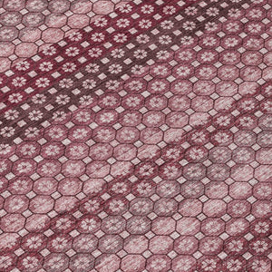 HomeRoots 5' Durable Red and Burgundy Striped Area Rug for Indoor and Outdoor Spaces – Machine Washable & Stylish 8' Round 610590