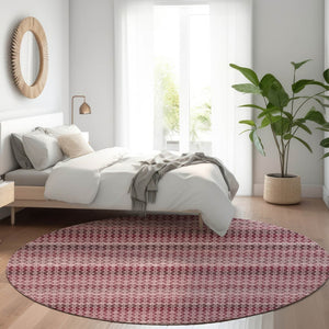 HomeRoots 5' Durable Red and Burgundy Striped Area Rug for Indoor and Outdoor Spaces – Machine Washable & Stylish 8' Round 610590
