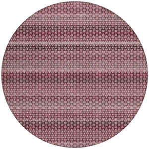 HomeRoots 5' Durable Red and Burgundy Striped Area Rug for Indoor and Outdoor Spaces – Machine Washable & Stylish 8' Round 610590