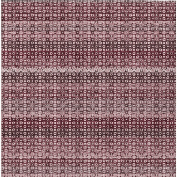 HomeRoots 5' Durable Red and Burgundy Striped Area Rug for Indoor and Outdoor Spaces – Machine Washable & Stylish 8' X 10' 610591