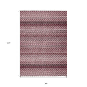 HomeRoots 5' Durable Red and Burgundy Striped Area Rug for Indoor and Outdoor Spaces – Machine Washable & Stylish 8' X 10' 610591