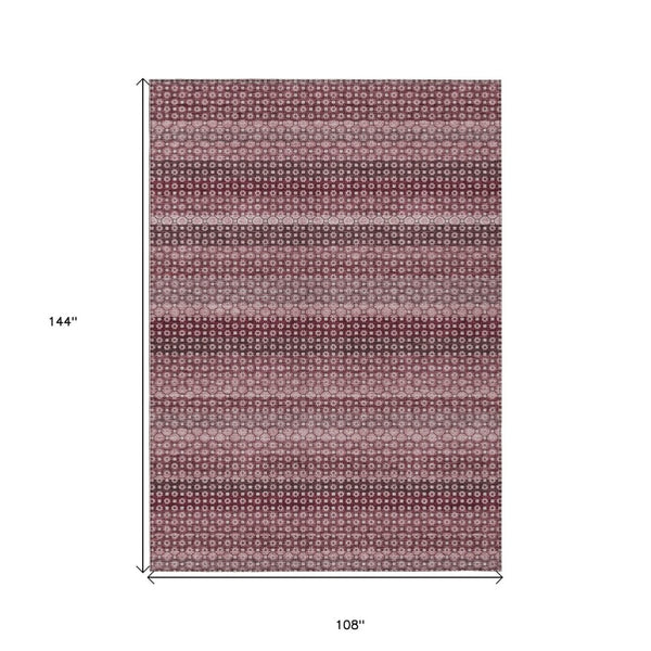 HomeRoots 5' Durable Red and Burgundy Striped Area Rug for Indoor and Outdoor Spaces – Machine Washable & Stylish 9' X 12' 610592