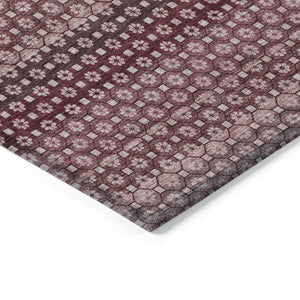 HomeRoots 5' Durable Red and Burgundy Striped Area Rug for Indoor and Outdoor Spaces – Machine Washable & Stylish 9' X 12' 610592