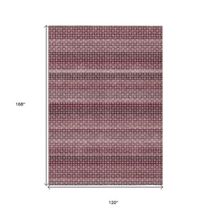 HomeRoots 5' Durable Red and Burgundy Striped Area Rug for Indoor and Outdoor Spaces – Machine Washable & Stylish 10' X 14' 610593