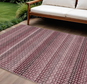 HomeRoots 5' Durable Red and Burgundy Striped Area Rug for Indoor and Outdoor Spaces – Machine Washable & Stylish 10' X 14' 610593