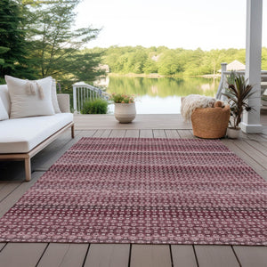 HomeRoots 5' Durable Red and Burgundy Striped Area Rug for Indoor and Outdoor Spaces – Machine Washable & Stylish 10' X 14' 610593
