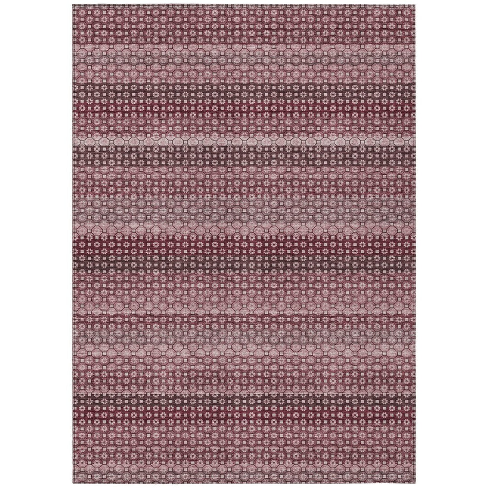 HomeRoots 5' Durable Red and Burgundy Striped Area Rug for Indoor and Outdoor Spaces – Machine Washable & Stylish 10' X 14' 610593