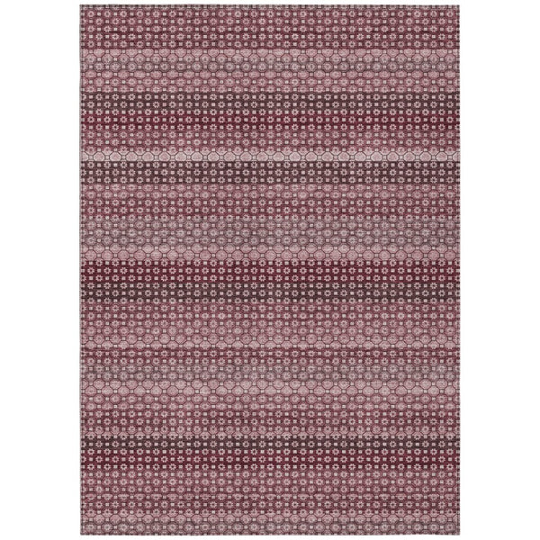 HomeRoots 5' Durable Red and Burgundy Striped Area Rug for Indoor and Outdoor Spaces – Machine Washable & Stylish 10' X 14' 610593