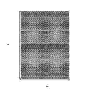 HomeRoots 5' Gray and Silver Striped Washable Area Rug for Indoor and Outdoor Spaces – Durable & Stylish Choice 5' X 8' 610595