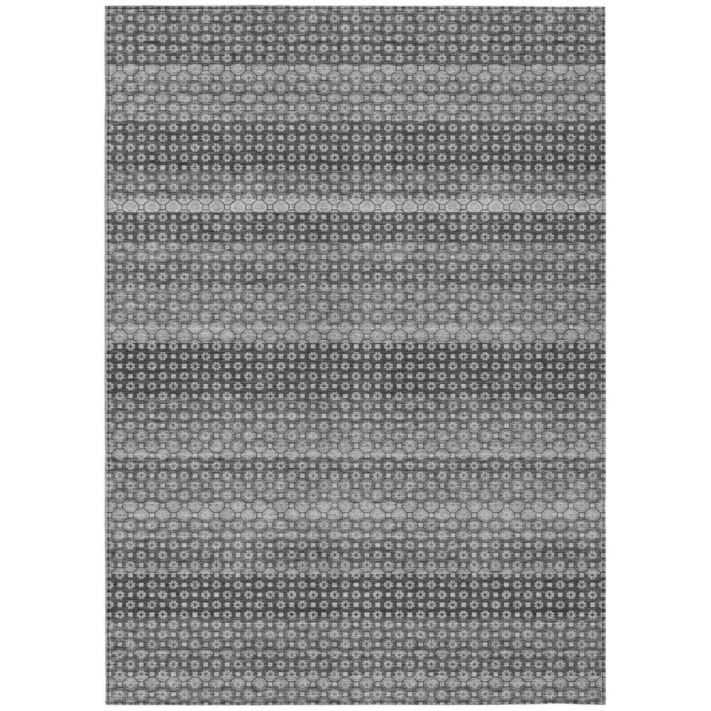 HomeRoots 5' Gray and Silver Striped Washable Area Rug for Indoor and Outdoor Spaces – Durable & Stylish Choice 5' X 8' 610595