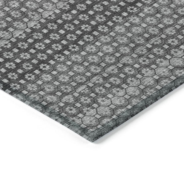 HomeRoots 5' Gray and Silver Striped Washable Area Rug for Indoor and Outdoor Spaces – Durable & Stylish Choice 5' X 8' 610595