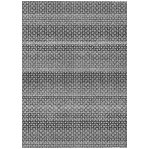HomeRoots 5' Gray and Silver Striped Washable Area Rug for Indoor and Outdoor Spaces – Durable & Stylish Choice 9' X 12' 610598