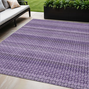 HomeRoots 5' Vibrant Lavender and Purple Striped Washable Area Rug for Indoor and Outdoor Versatile Style 5' X 8' 610601
