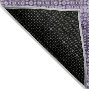 HomeRoots 5' Vibrant Lavender and Purple Striped Washable Area Rug for Indoor and Outdoor Versatile Style 5' X 8' 610601