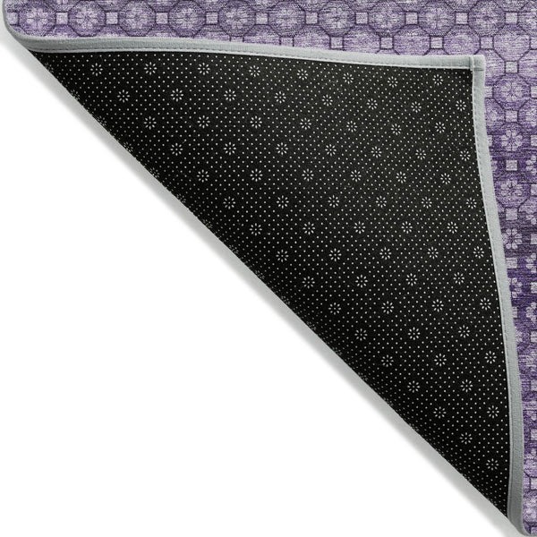 HomeRoots 5' Vibrant Lavender and Purple Striped Washable Area Rug for Indoor and Outdoor Versatile Style 5' X 8' 610601