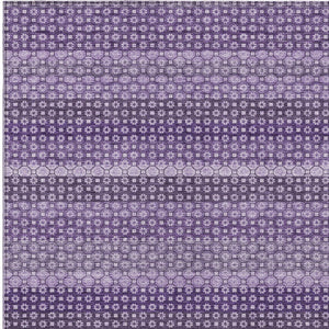 HomeRoots 5' Vibrant Lavender and Purple Striped Washable Area Rug for Indoor and Outdoor Versatile Style 5' X 8' 610601