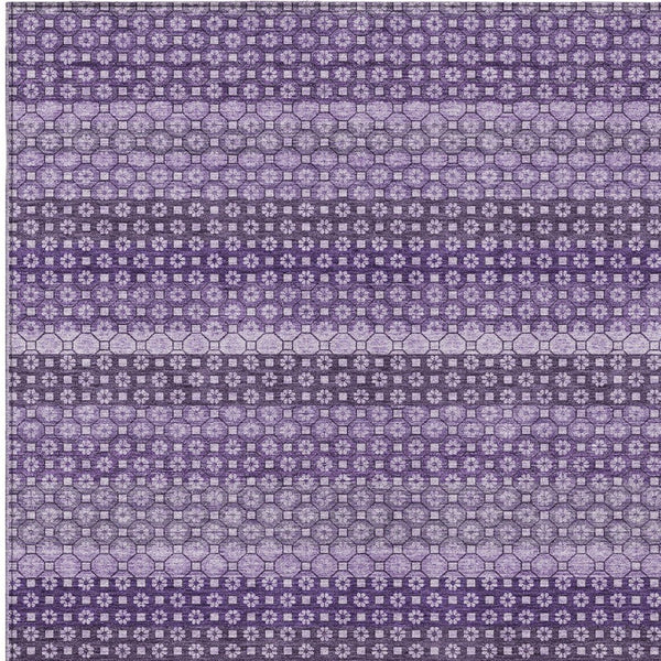 HomeRoots 5' Vibrant Lavender and Purple Striped Washable Area Rug for Indoor and Outdoor Versatile Style 5' X 8' 610601