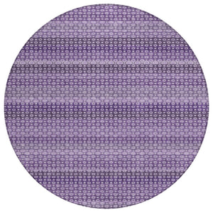 HomeRoots 5' Vibrant Lavender and Purple Striped Washable Area Rug for Indoor and Outdoor Versatile Style 8' Round 610602