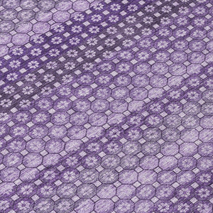 HomeRoots 5' Vibrant Lavender and Purple Striped Washable Area Rug for Indoor and Outdoor Versatile Style 8' Round 610602
