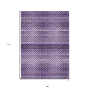 HomeRoots 5' Vibrant Lavender and Purple Striped Washable Area Rug for Indoor and Outdoor Versatile Style 8' X 10' 610603
