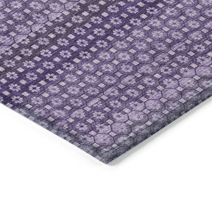 HomeRoots 5' Vibrant Lavender and Purple Striped Washable Area Rug for Indoor and Outdoor Versatile Style 8' X 10' 610603