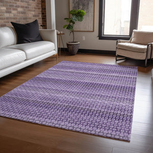 HomeRoots 5' Vibrant Lavender and Purple Striped Washable Area Rug for Indoor and Outdoor Versatile Style 8' X 10' 610603