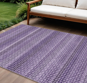 HomeRoots 5' Vibrant Lavender and Purple Striped Washable Area Rug for Indoor and Outdoor Versatile Style 9' X 12' 610604