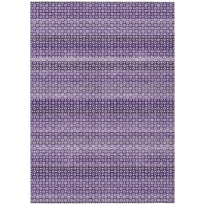 HomeRoots 5' Vibrant Lavender and Purple Striped Washable Area Rug for Indoor and Outdoor Versatile Style 9' X 12' 610604