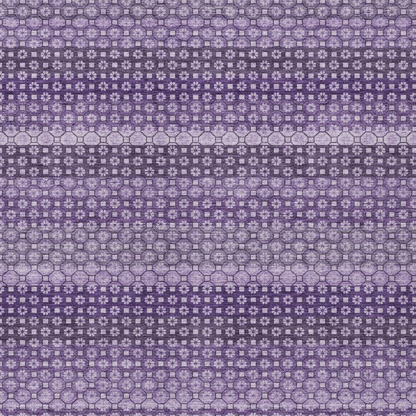 HomeRoots 5' Vibrant Lavender and Purple Striped Washable Area Rug for Indoor and Outdoor Versatile Style 9' X 12' 610604