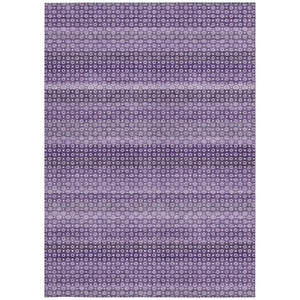 HomeRoots 5' Vibrant Lavender and Purple Striped Washable Area Rug for Indoor and Outdoor Versatile Style 10' X 14' 610605