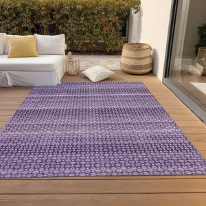 HomeRoots 5' Vibrant Lavender and Purple Striped Washable Area Rug for Indoor and Outdoor Versatile Style 10' X 14' 610605