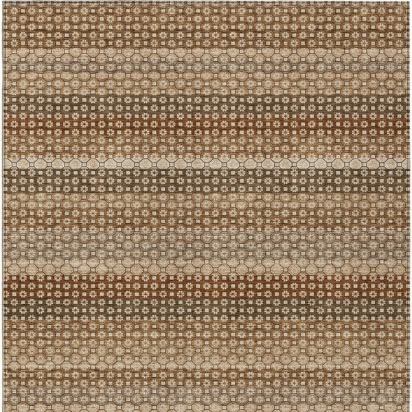 HomeRoots 5' Vibrant Orange and Copper Striped Washable Rug – Perfect for Indoor or Outdoor Living Spaces 5' X 8' 610607
