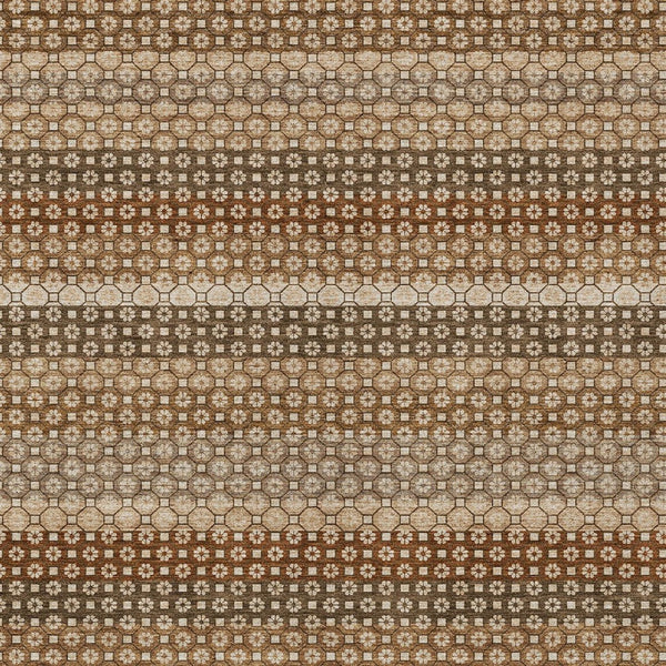 HomeRoots 5' Vibrant Orange and Copper Striped Washable Rug – Perfect for Indoor or Outdoor Living Spaces 5' X 8' 610607