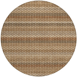 HomeRoots 5' Vibrant Orange and Copper Striped Washable Rug – Perfect for Indoor or Outdoor Living Spaces 8' Round 610608