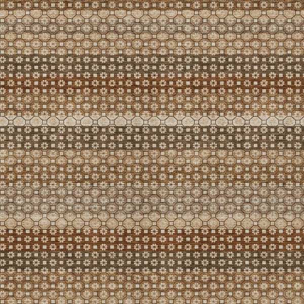 HomeRoots 5' Vibrant Orange and Copper Striped Washable Rug – Perfect for Indoor or Outdoor Living Spaces 8' X 10' 610609