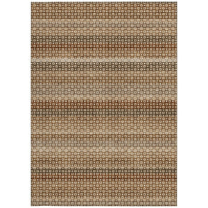 HomeRoots 5' Vibrant Orange and Copper Striped Washable Rug – Perfect for Indoor or Outdoor Living Spaces 9' X 12' 610610
