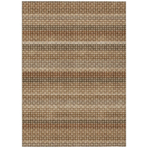HomeRoots 5' Vibrant Orange and Copper Striped Washable Rug – Perfect for Indoor or Outdoor Living Spaces 10' X 14' 610611