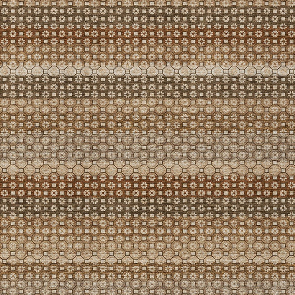 HomeRoots 5' Vibrant Orange and Copper Striped Washable Rug – Perfect for Indoor or Outdoor Living Spaces 10' X 14' 610611